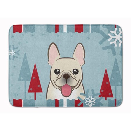 Carolines Treasures Winter Holiday French Bulldog Machine Washable Memory Foam Mat BB1734RUG